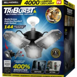 Bell and Howell Metal/Plastic 4000 Lumens As Seen On TV TriBurst Multi-Directional LED Light
