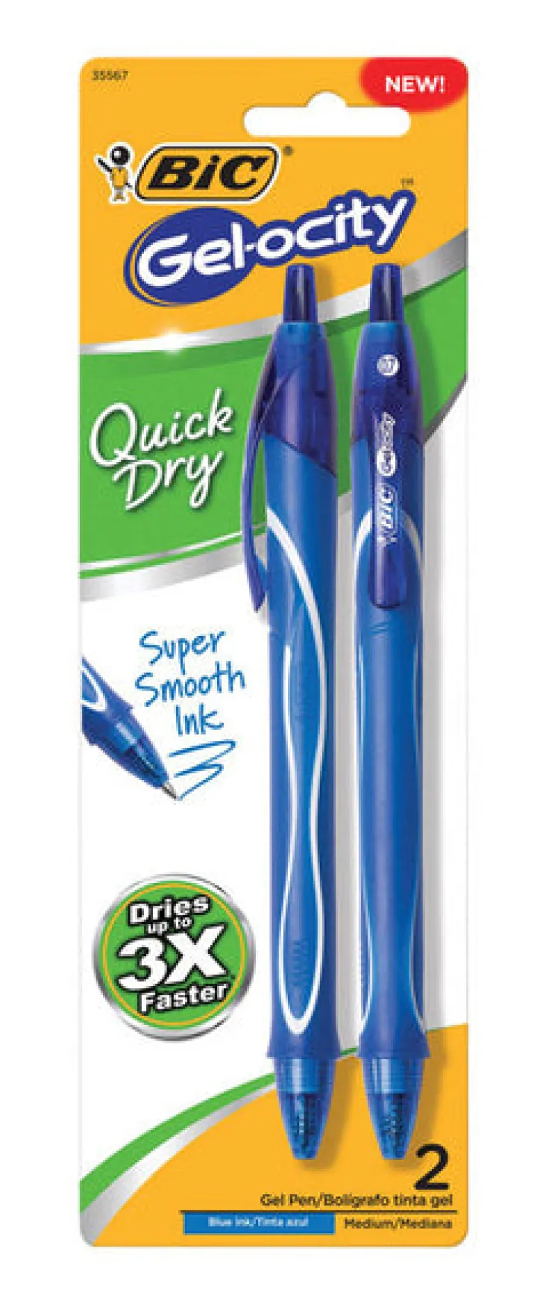 BIC Gel-ocity Blue Retractable Gel Pen 2 pk