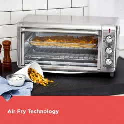 Black+Decker Stainless Steel Silver 8 slot Toaster Oven w/Air Fry 11 in. H X 21.5 in. W X 11 in. D