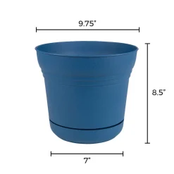Bloem 10 in. Dia. Polyresin Saturn Planter Deep Sea