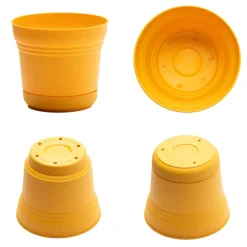 Bloem 10 in. Dia. Polyresin Saturn Planter Deep Sea