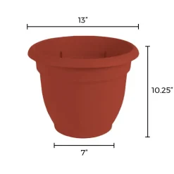 Bloem Ariana 10.25 in. H X 13 in. W X 12 in. D Plastic Traditional Planter Burnt Red