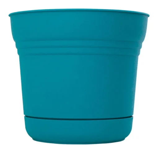 Bloem Saturn 10.75 in. H X 12.25 in. W Plastic Traditional Planter Bermuda Teal