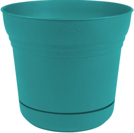 Bloem Saturn 10.75 in. H X 12.25 in. W Plastic Traditional Planter Bermuda Teal