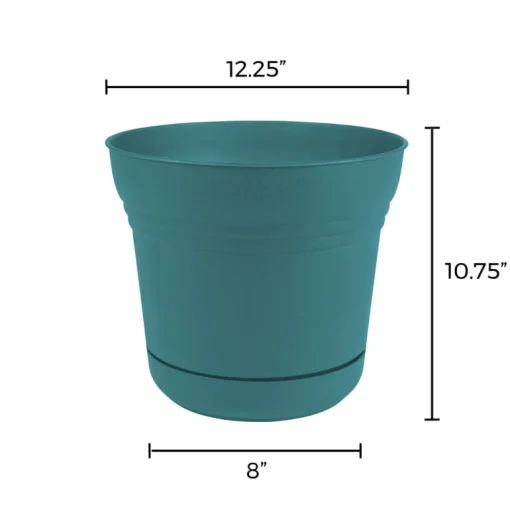 Bloem Saturn 10.75 in. H X 12.25 in. W Plastic Traditional Planter Bermuda Teal
