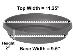 Bloem Terra 2 in. H X 11.25 in. W X 9.5 in. D Resin Traditional Plant Saucer Charcoal