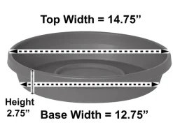 Bloem Terra 2.75 in. H X 14.75 in. W X 12.75 in. D Resin Traditional Plant Saucer Charcoal