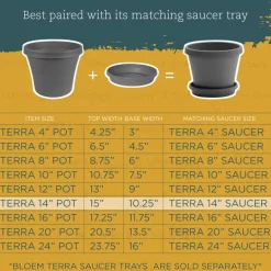 Bloem Terra 12.75 in. H X 15 in. W X 10.25 in. D Polyresin Traditional Planter Charcoal