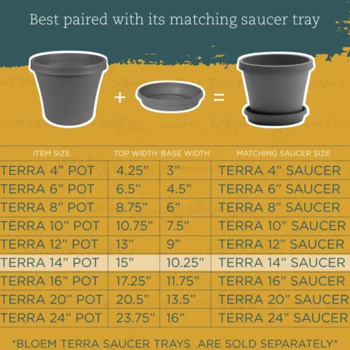 Bloem Terra 12.75 in. H X 15 in. W X 10.25 in. D Polyresin Traditional Planter Charcoal
