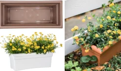 Bloem Terracotta Clay Resin Rectangular Veranda Planter 10 H x 12 W x 26.3 D in.