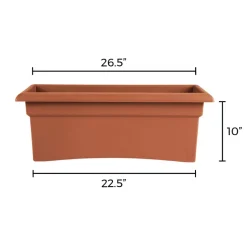 Bloem Terracotta Clay Resin Rectangular Veranda Planter 10 H x 12 W x 26.3 D in.