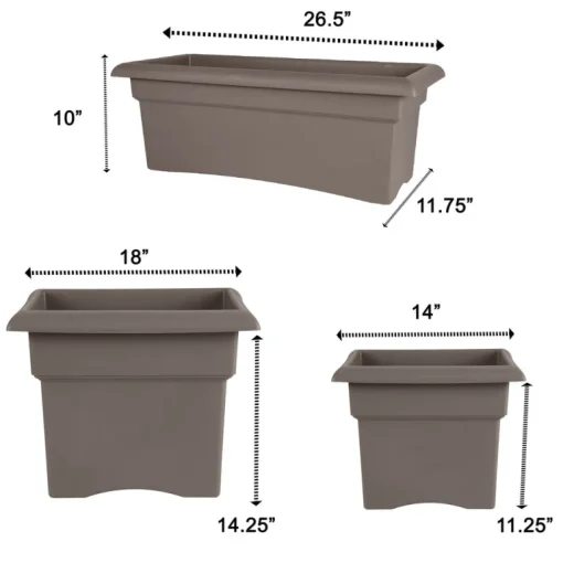 Bloem Veranda 11.25 in. H X 14 in. W X 14 in. D Plastic Traditional Planter Box Black