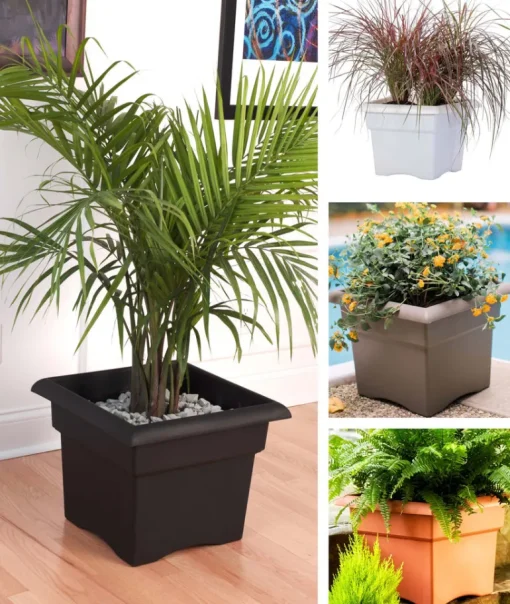 Bloem Veranda 11.25 in. H X 14 in. W X 14 in. D Plastic Traditional Planter Box Black