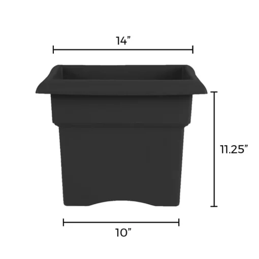 Bloem Veranda 11.25 in. H X 14 in. W X 14 in. D Plastic Traditional Planter Box Black