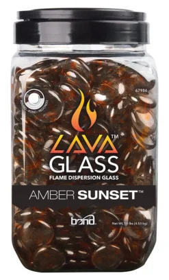 Bond Manufacturing Amber Sunset Gloss Glass Fire Pit Lava Glass