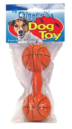 Boss Pet Digger's Orange Latex Basketball Dumb Bell Squeaky Dog Toy Large 1 pk