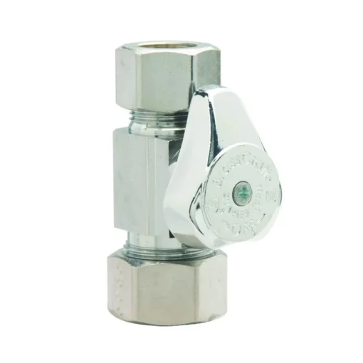BrassCraft 1/4 in. Compression x 1/2 in. Compression Brass Shut-Off Valve