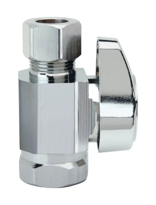 BrassCraft 3/8 in. FIP outlets Compression Brass Straight Stop Valve