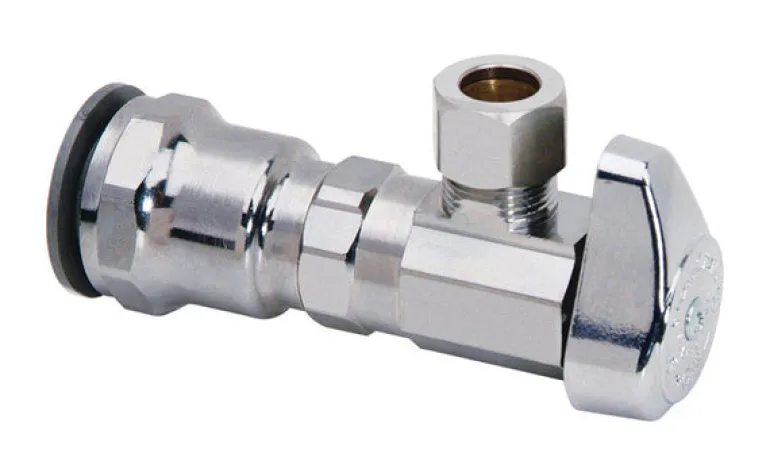 BrassCraft 1/2 in. MPT outlets X 3/8 in. Brass Shut-Off Valve