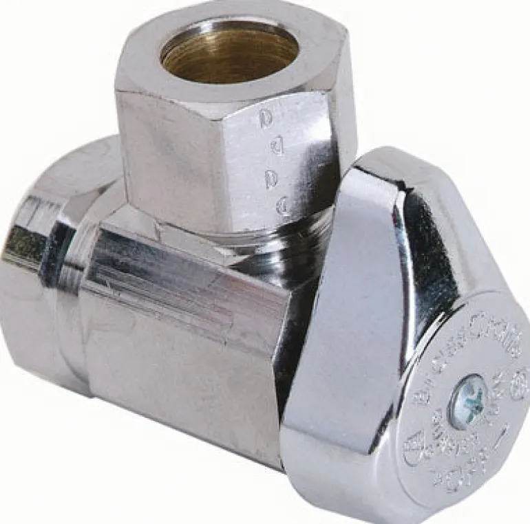 BrassCraft Plumb Shop 1/2 in. FIP outlets X 1/2 in. Compression Brass Angle Valve
