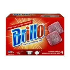 Brillo Heavy Duty Steel Wool Pads For Multi-Purpose 4 pc. (Pack of 12)