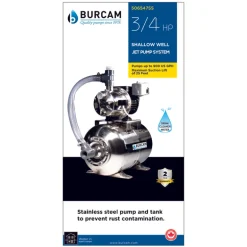 Burcam 3/4 HP 900 gph Stainless Steel Shallow Jet Tank System