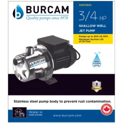 Burcam 3/4 HP 900 gph Stainless Steel Shallow Well Pump
