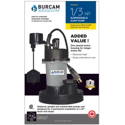Burcam 1/3 HP 3000 gph Thermoplastic Vertical Float Switch AC Submersible Sump Pump