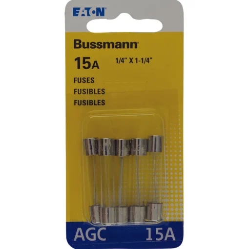 Bussmann 15 amps AGC Glass Tube Fuse 5 pk (Pack of 5)