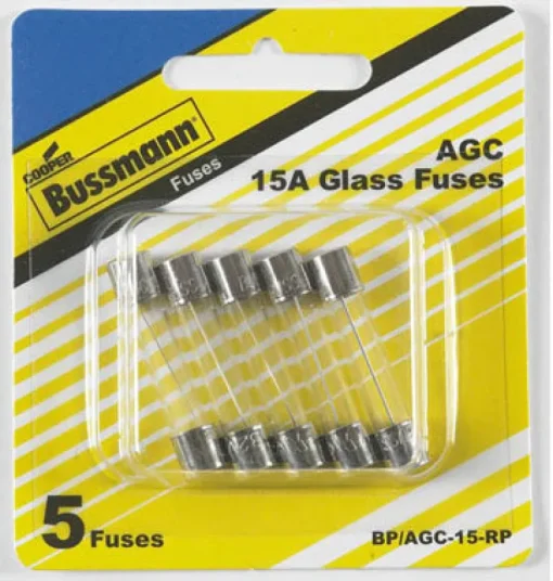 Bussmann 15 amps AGC Glass Tube Fuse 5 pk (Pack of 5)