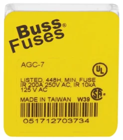 Bussmann 7 amps Fast Acting Glass Fuse 5 pk