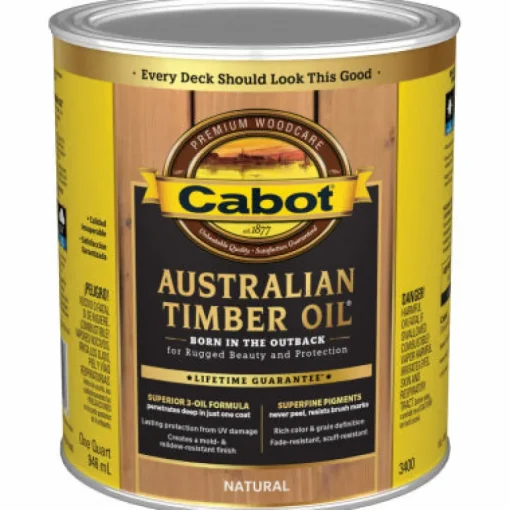 Cabot 140-3400 QT 1 Quart Natural Australian Timber Oil® For Outdoors (Pack of 4)