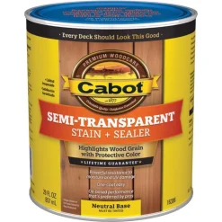 Cabot Semi-Transparent Tintable 16306 Neutral Base Oil-Based Deck and Siding Stain 1 qt. (Pack of 4)