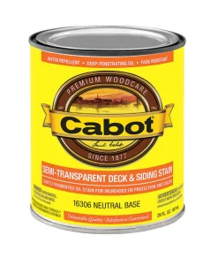 Cabot Semi-Transparent Tintable 16306 Neutral Base Oil-Based Deck and Siding Stain 1 qt. (Pack of 4)