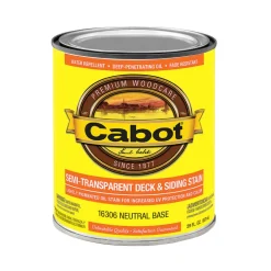 Cabot Semi-Transparent Tintable 16306 Neutral Base Oil-Based Deck and Siding Stain 1 qt. (Pack of 4)