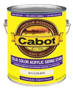 Cabot Solid 0812 Ultra White Water-Based Acrylic Solid Color Acrylic Deck Stain 1 gal. (Pack of 4)