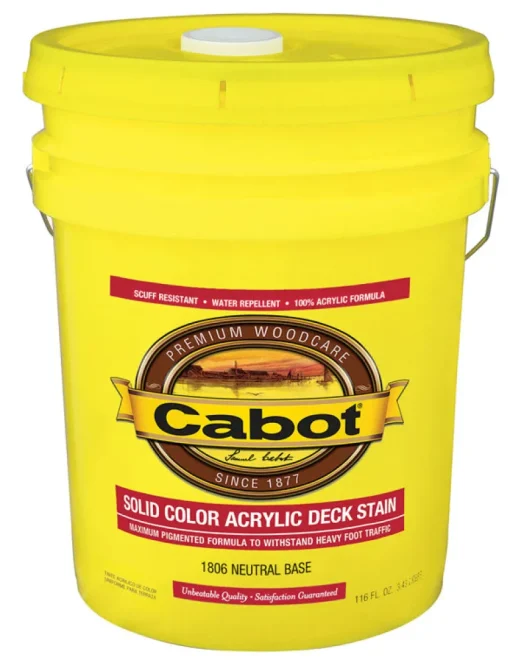 Cabot Solid Color Acrylic Stain & Sealer Solid Tintable Neutral Base Acrylic Deck Stain 5 gal