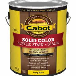 Cabot Solid Tintable 1807 Deep Base Water-Based Acrylic Deck Stain 1 gal. (Pack of 4)