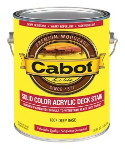 Cabot Solid Tintable 1807 Deep Base Water-Based Acrylic Deck Stain 1 gal. (Pack of 4)