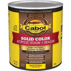 Cabot Solid Tintable 1806 Neutral Base Oil-Based Acrylic Deck Stain 1 qt. (Pack of 4)