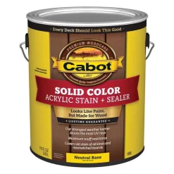 Cabot Solid Tintable 1806 Neutral Base Water-Based Acrylic Deck Stain 1 gal. (Pack of 4)