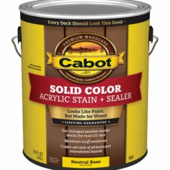 Cabot Solid Tintable 1806 Neutral Base Water-Based Acrylic Deck Stain 1 gal. (Pack of 4)