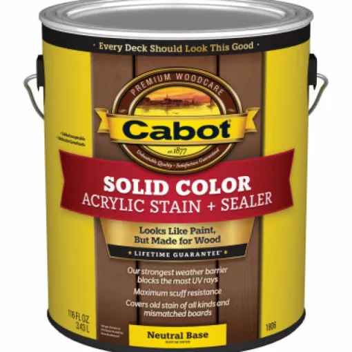 Cabot Solid Tintable 1806 Neutral Base Water-Based Acrylic Deck Stain 1 gal. (Pack of 4)