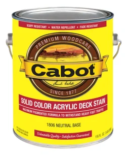 Cabot Solid Tintable 1806 Neutral Base Water-Based Acrylic Deck Stain 1 gal. (Pack of 4)