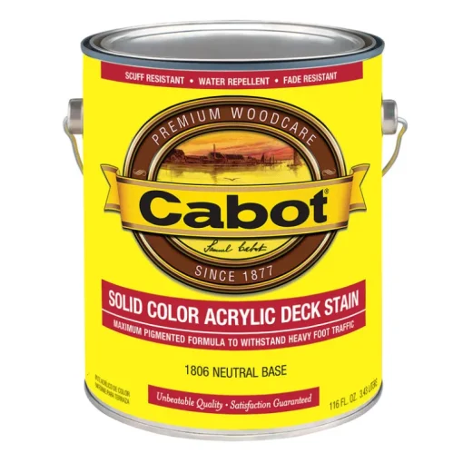 Cabot Solid Tintable 1806 Neutral Base Water-Based Acrylic Deck Stain 1 gal. (Pack of 4)