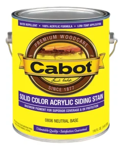 Cabot Solid Tintable 0806 Neutral Water-Based Acrylic Siding Stain 1 gal. (Pack of 4)
