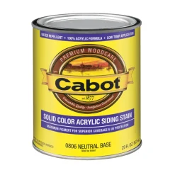 Cabot Solid Tintable 0806 Neutral Base Water-Based Acrylic Siding Stain 1 qt. (Pack of 4)