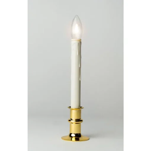 Celestial Lights Brass/White no scent Scent LED Battery Operated Taper Candle