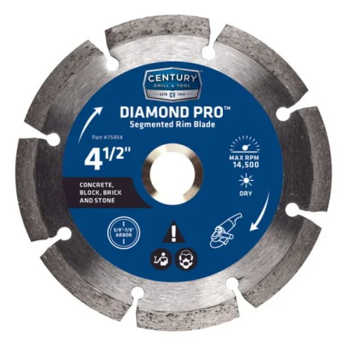Century Drill & Tool 4-1/2 in. D X 5/8 and 7/8 in. Diamond Segmented Rim Blade 1 pk