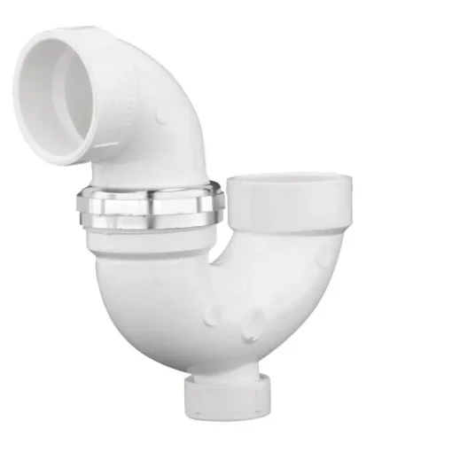 Charlotte Pipe 1-1/2 in. Hub X 1-1/2 in. D Hub PVC P-Trap with Clean Out 1 pk